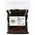 Bag of Dendrobaena worms Axolotl food with Downwood Worms label on a white background